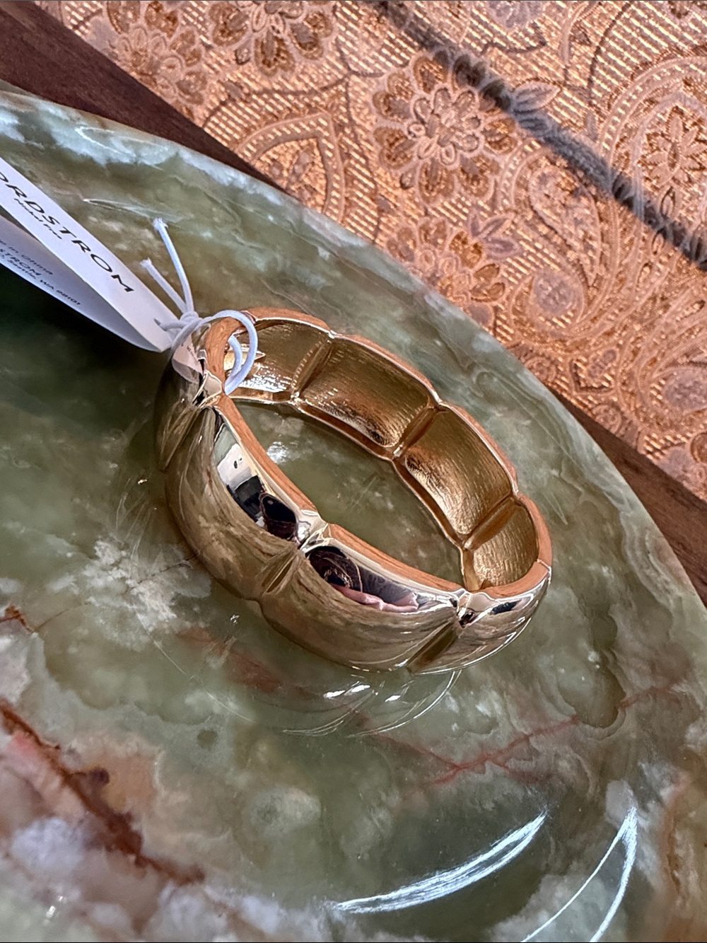Nordstrom Square Hinged Gold-tone Bangle Bracelet NWT